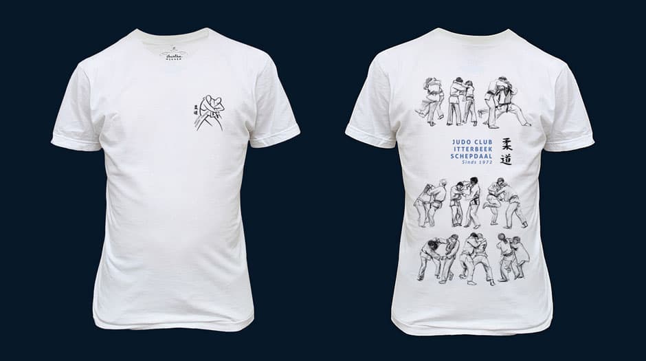 Dit is het voorbeeld dat ik digitaal maakte van het T-shirt. Zo kon ik tonen hoe mijn ontwerp er in het echt uit zou gaan zien.